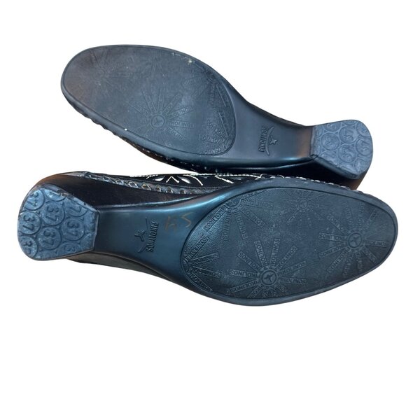 Pikolinos Women's Black Leather Laser Cut Floral Slip On Mule.EU 37 US 6 - Picture 9 of 11